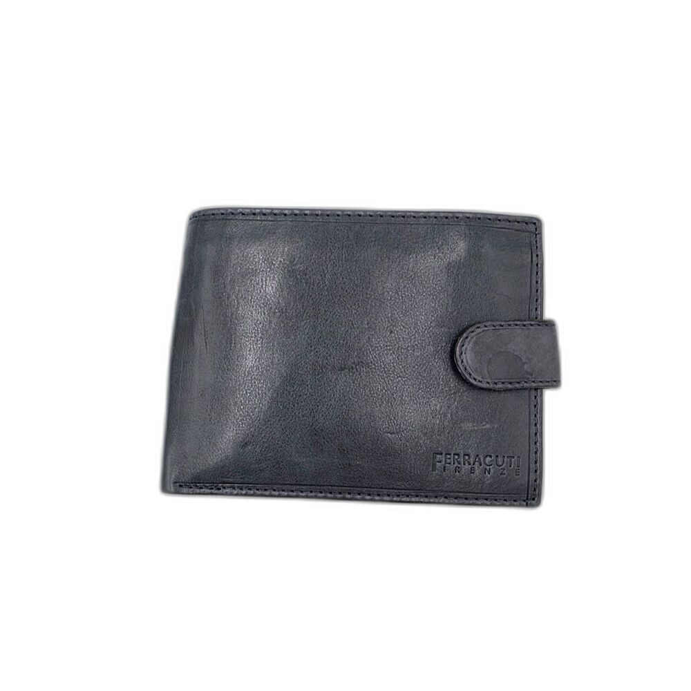 Ferracuti Firbnze Blue Leather Bi-Fold Wallet with Snap Coin Purse